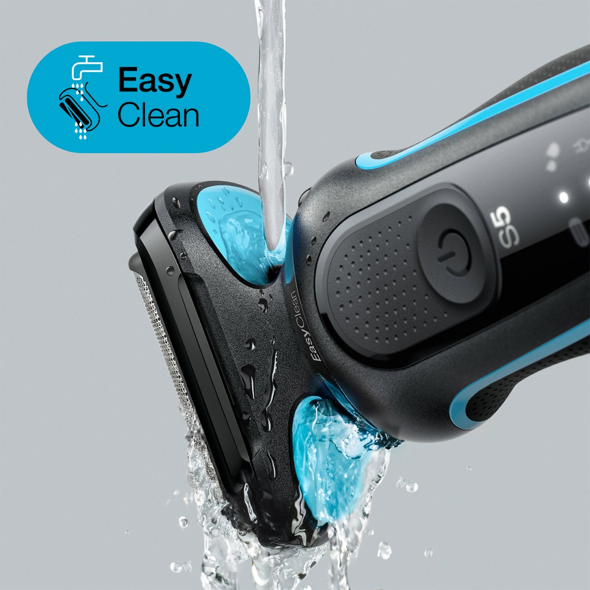 ماكينة حلاقة كهرباء براون Series 5 EasyClean ، استخدام جاف ورطب ، ازرق واسود - 50-M1000s