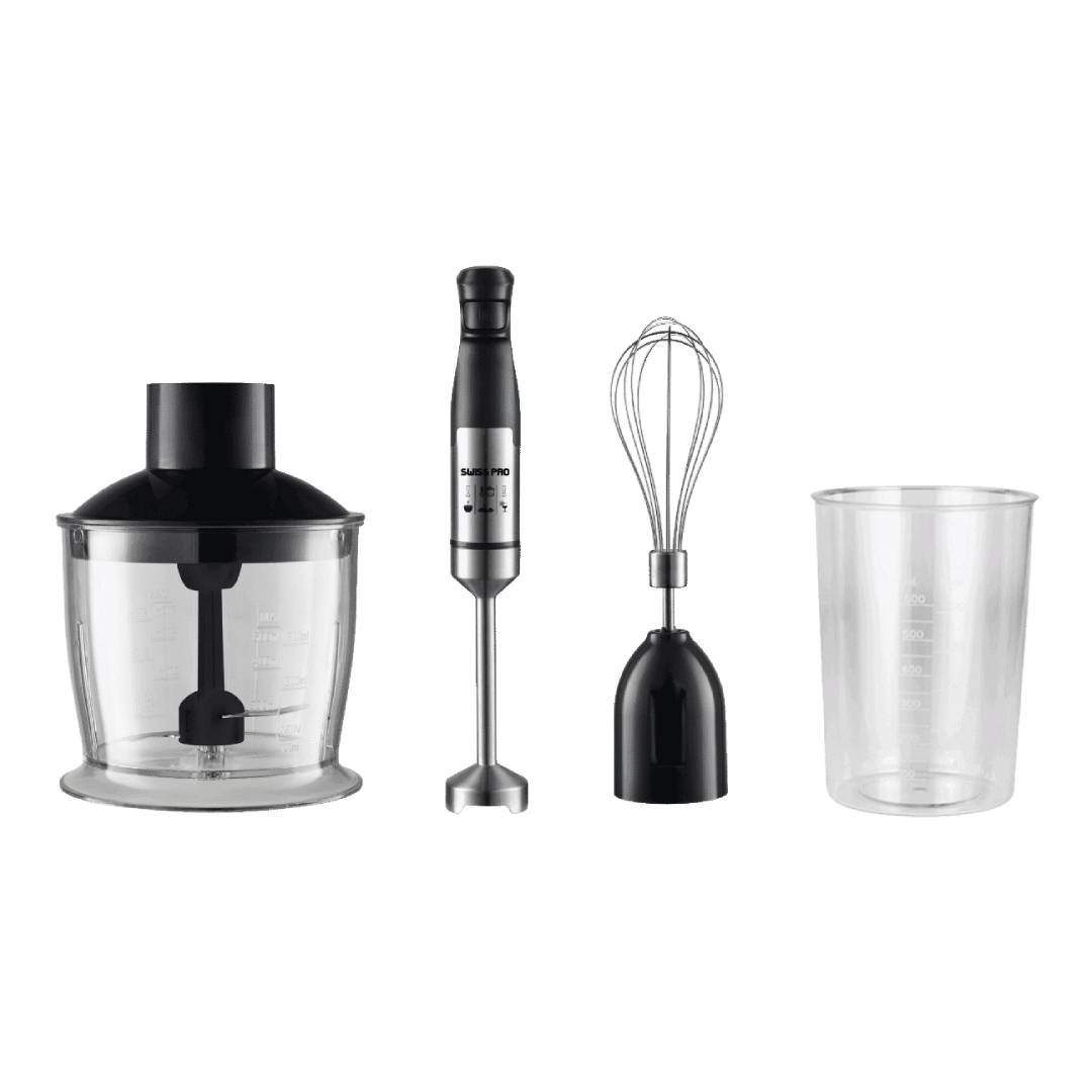 Swiss Pro Hand Blender with Attachments 1200 Watt Black - SPE-HG100WB