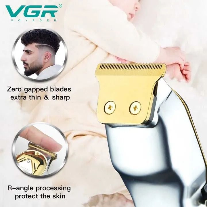 VGR Professional Rechargeable Hair Trimmer with Attachments Dry , Gold - V-261
