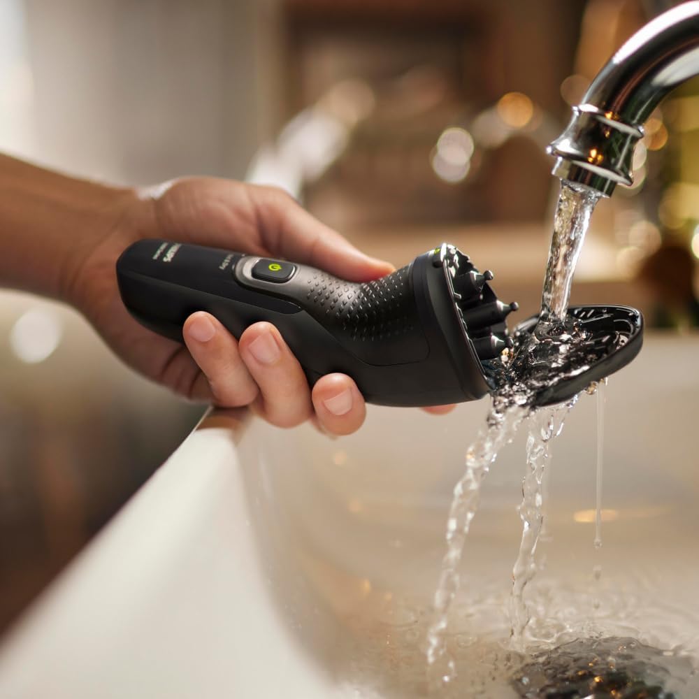 ماكينة حلاقة كهرباء فيليبس 3000X سيريس ، استخدام جاف ورطب ، اسود - X3021/00