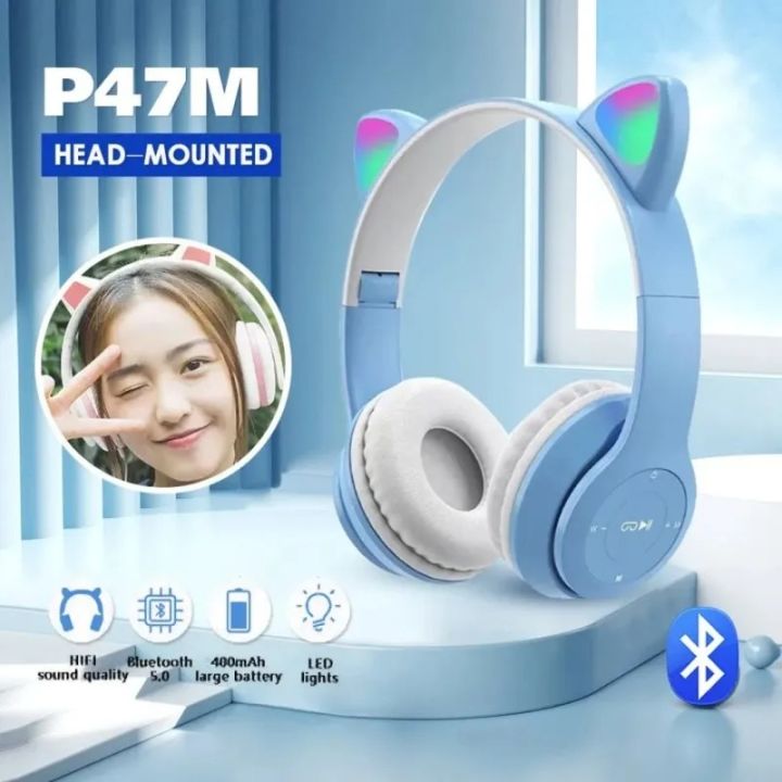 Generic Over Ear Headphones , Light Blue - P47M