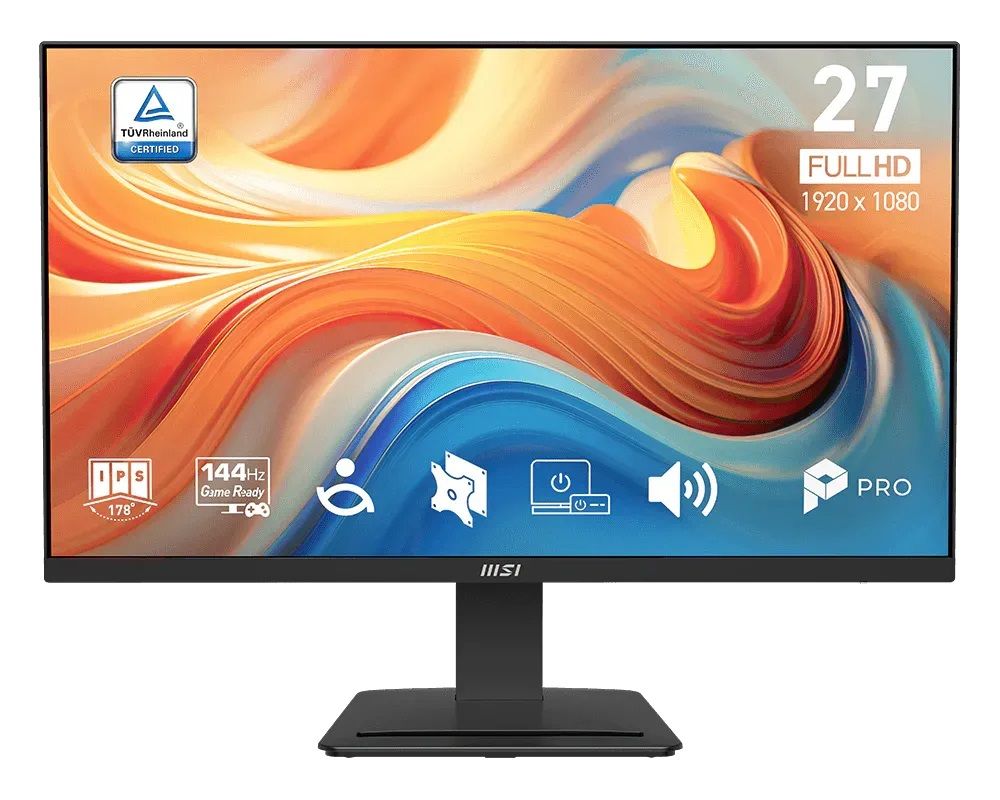 شاشة مسطحة ام اس اي برو MP273 E14A ، مقاس 27 بوصة ، دقة FHD ، معدل تحديث 144 هرتز ، معدل استجابة 1 مللي ثانية ، اسود