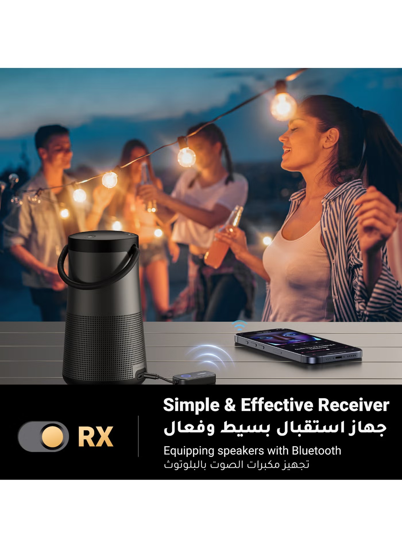 Ugreen 35222 Bluetooth Audio Receiver ,3.5mm AUX jack ,Black - CM672