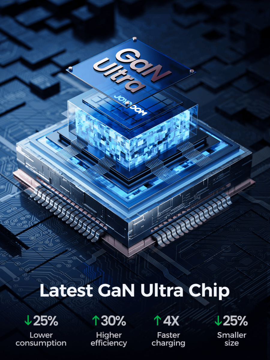 شاحن مع كابل Type C جوي روم Ultra ، عدد 4 منفذ منفذين نوع C و A ، قدرة 100 وات ، اسود - JR-TCG04EU
