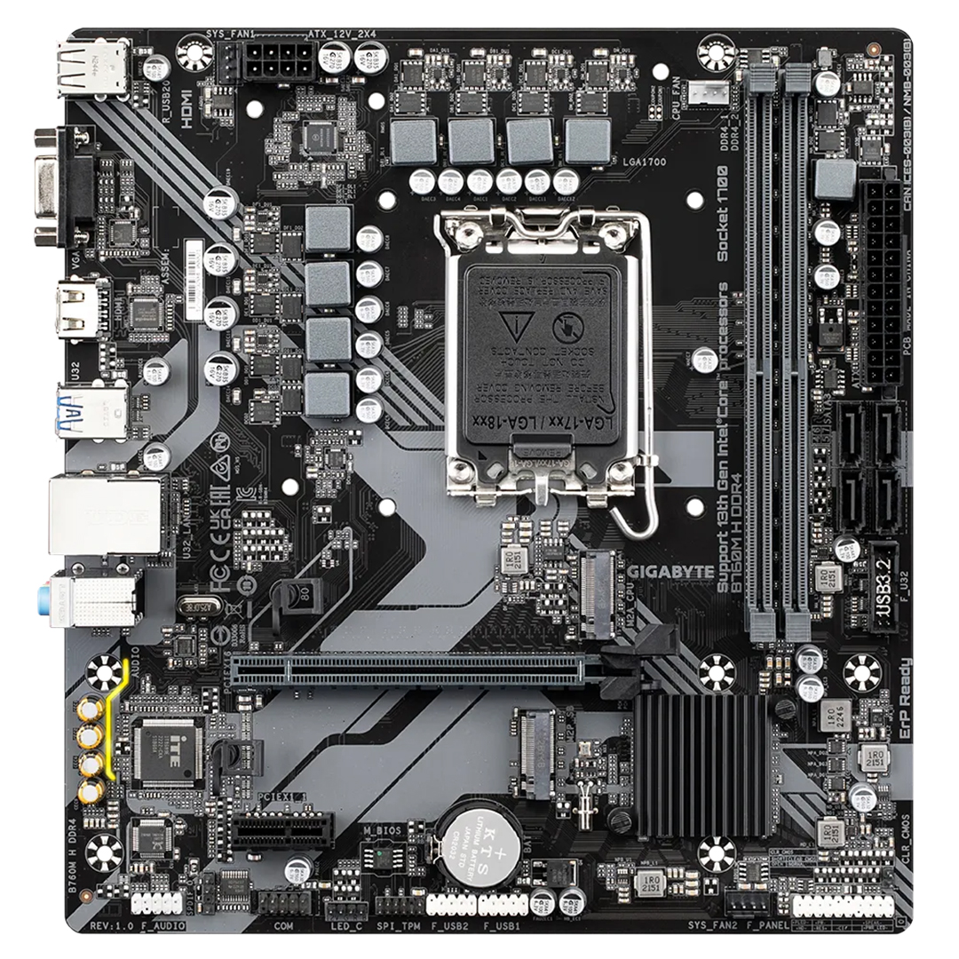 Gigabyte B760M H DDR4 Motherboard , Intel Black