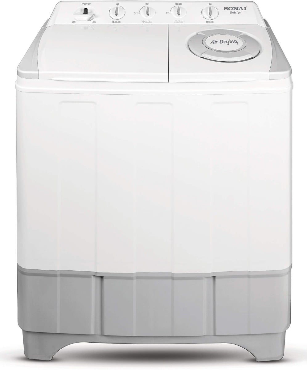 Sonai Twin Tub Half Automatic Washing Machine , 12 kg , White Grey - MAR -220