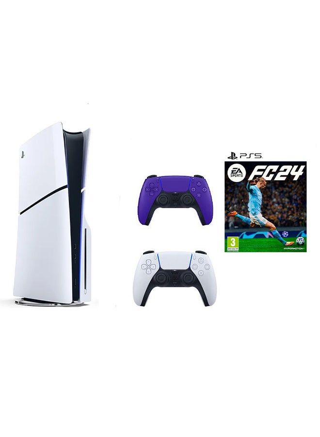 Sony Playstation 5 Slim Disc Edition 1 Terabyte ,2 Controllers ,White Purple