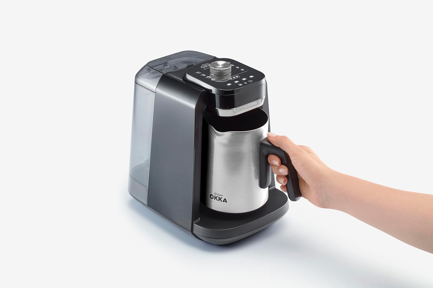 Arzum OKKA Rich Pro Plus Turkish Coffee Maker , 1.3 Liter 4 Cups 1000 Watt Black Copper - OK0038-0400