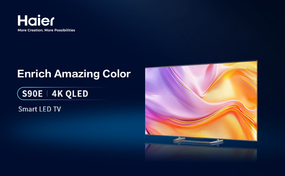 شاشة تلفزيون سمارت هاير ، مقاس 55 بوصة ، QLED ، دقة 4K UHD ، بريسيفر داخلي - H55S90EU