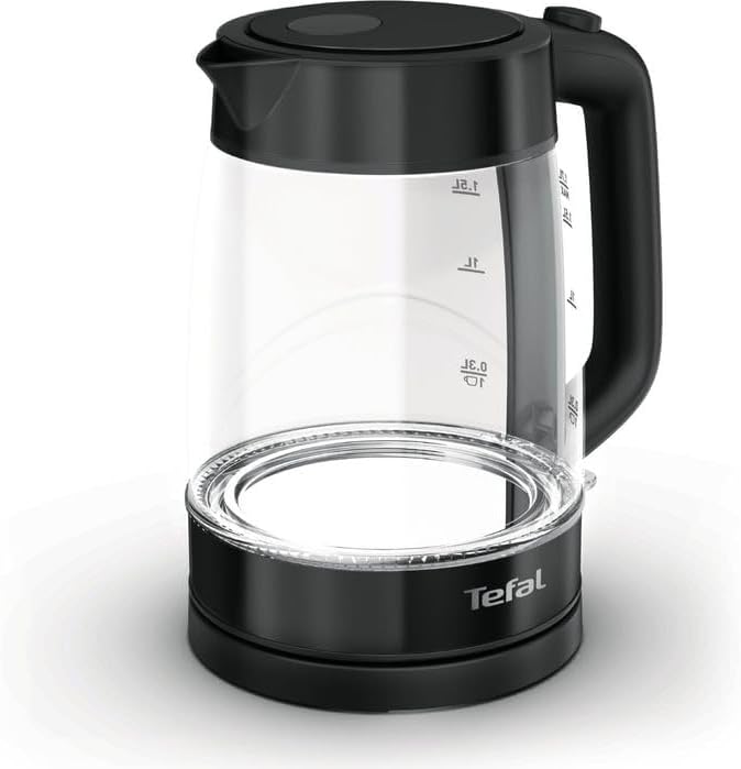 Tefal Glass Electric Kettle , 1.7 Liter 2200 Watt , Transparent and Black - KI840830