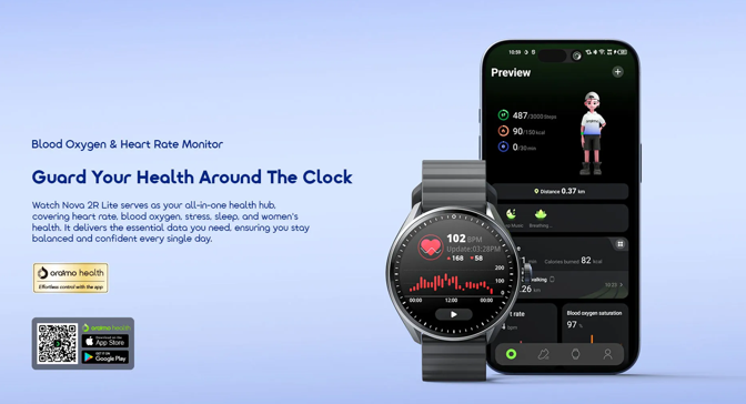 Oraimo Nova 2R Lite Smart Watch , 1.43 Inch Black - OSW-824