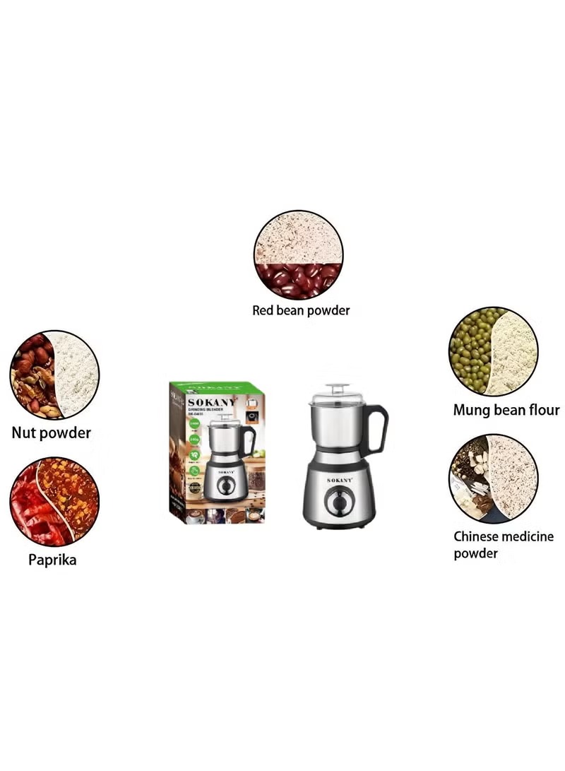 Sokany Coffee Grinder , 200 gm 800 Watt , Stainless Steel - SK-04033