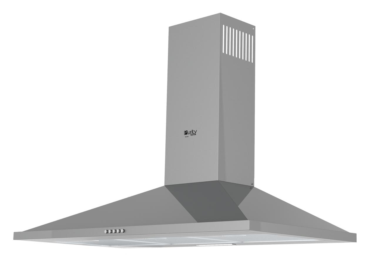 Purity ETO PRO Built-In Pyramids Hood , 90 Centimeter , Silver