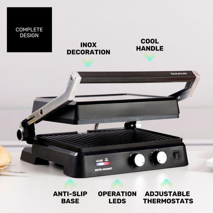 Taurus Bistro Gourmet Electric Grill , 2600 Watt , Black Silver