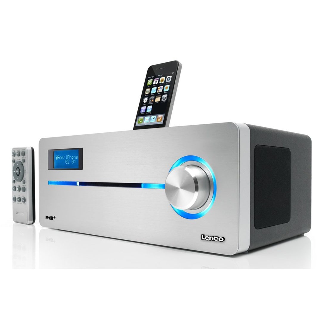 Lenco Wired and Wireless Speaker and Docking Station , Black Silver - IPD9000