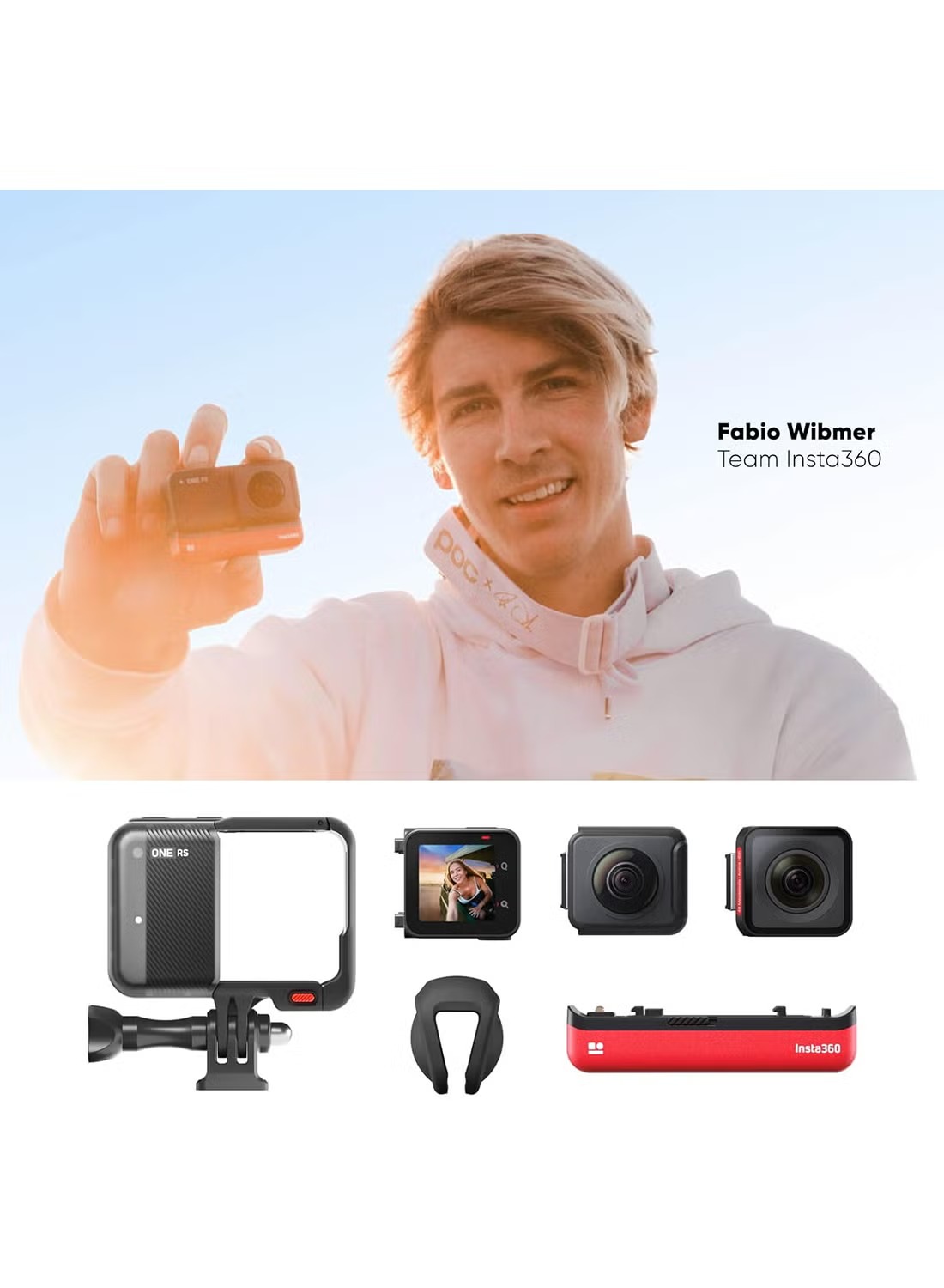 Insta360 ONE RS Twin Edition Action Camera , 48 megapixels 16mm , Black Red