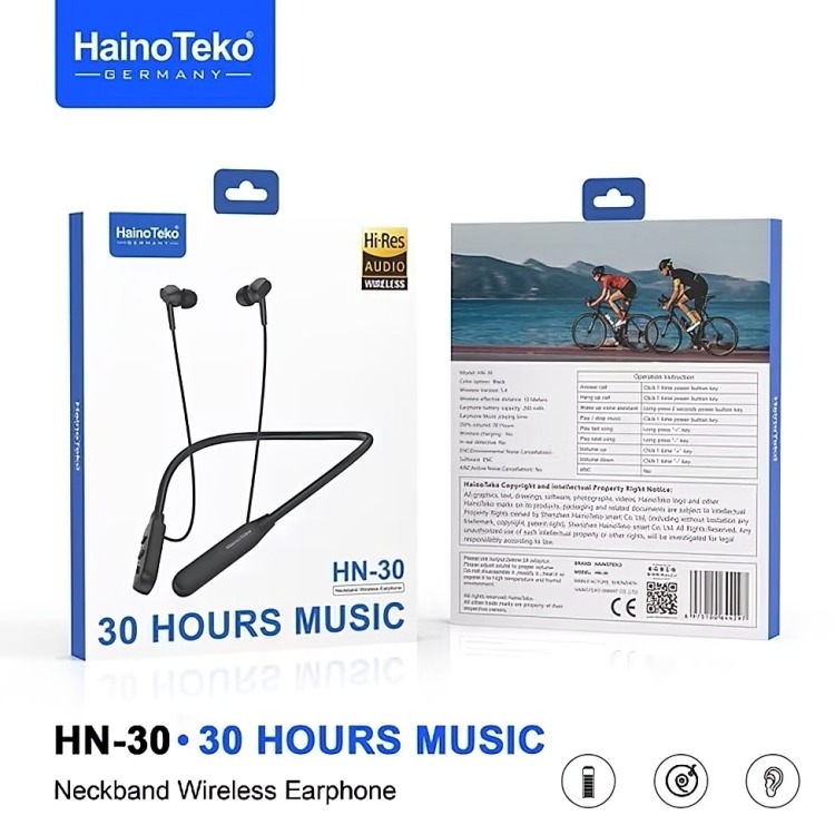 Haino Teko HN-30 Wireless Neckband In-Ear Earphones , Black