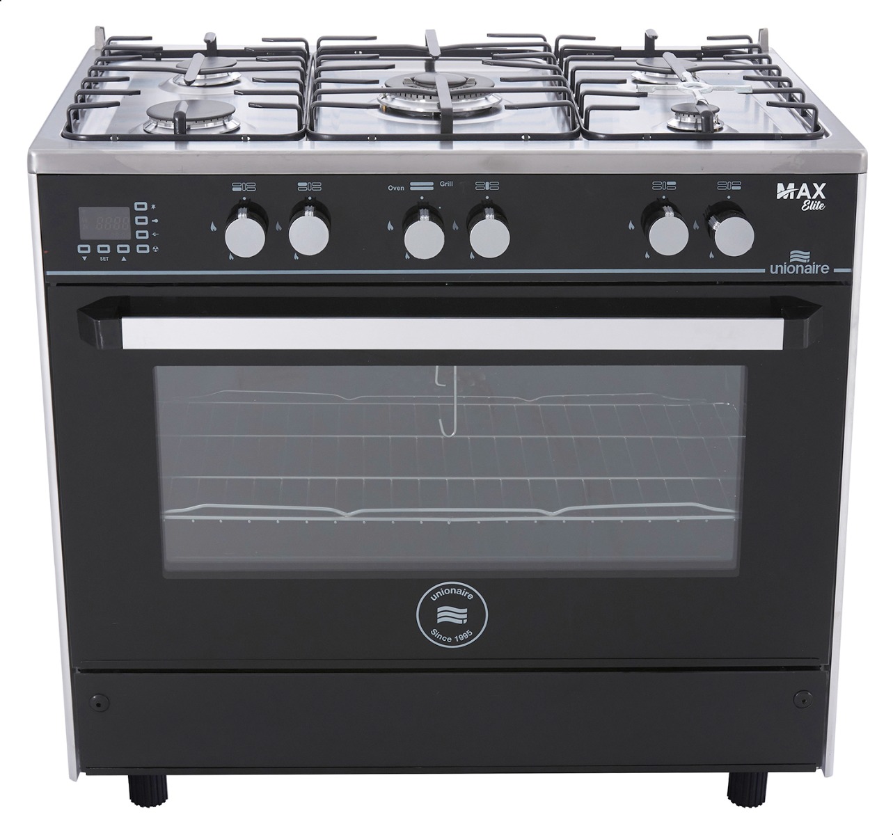 Unionaire Max Elite Gas Cooker , 5 Burners , Black - C69SSGC447TFS2WMEAL