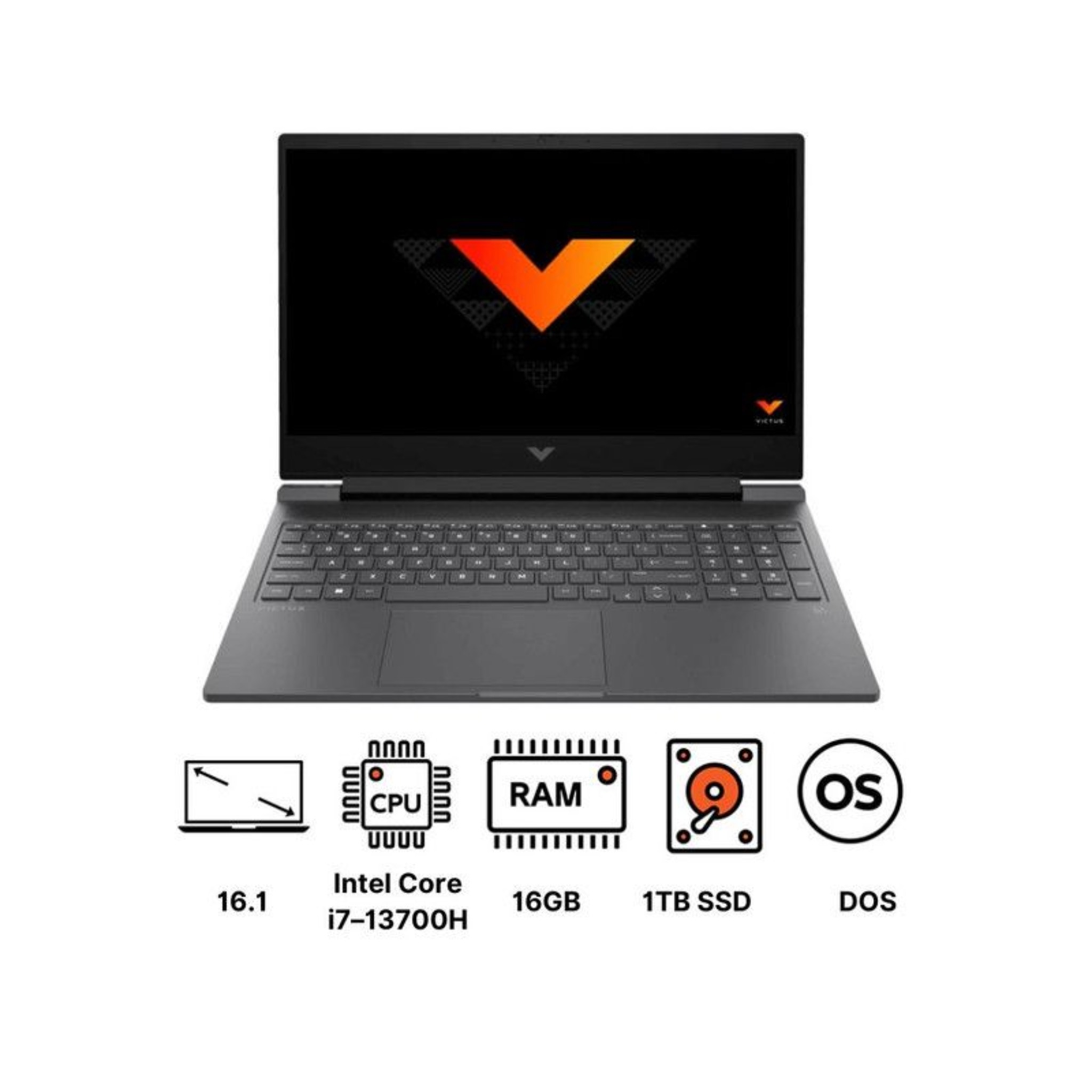 لاب توب اتش بي NB Victus Gaming ، معالج انتل كور i7-13700H 16.1 بوصة ، هارد 1 تيرا بايت SSD ، رام 16 جيجا بايت ، كارت شاشة انفيديا جي فورس RTX 4060 ،فري دوس - فضي ميكا