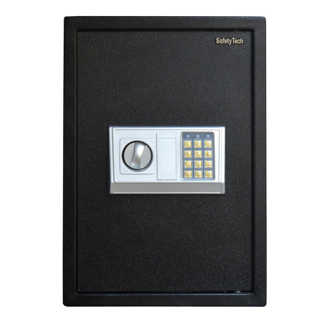 Safety Tech Digital Electronic with Key Lock Safe Box ,50 Liter ,Black Silver - GN50 EIA3