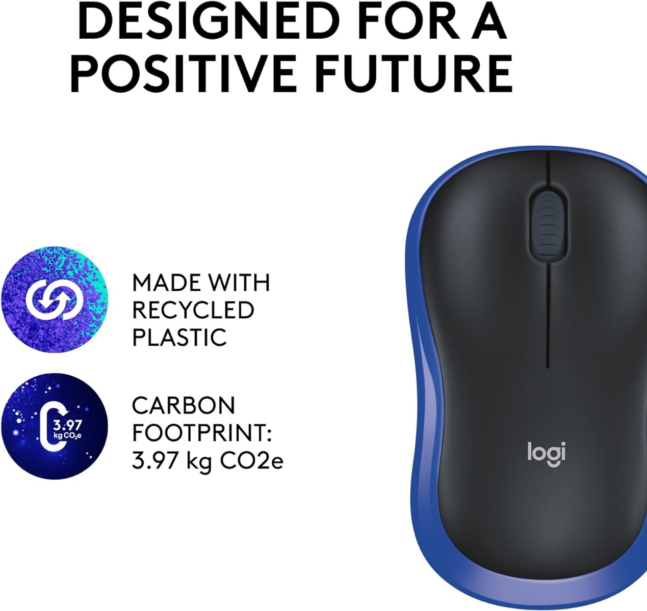 Logitech M185 Wireless Mouse , Black Blue - 910-002236