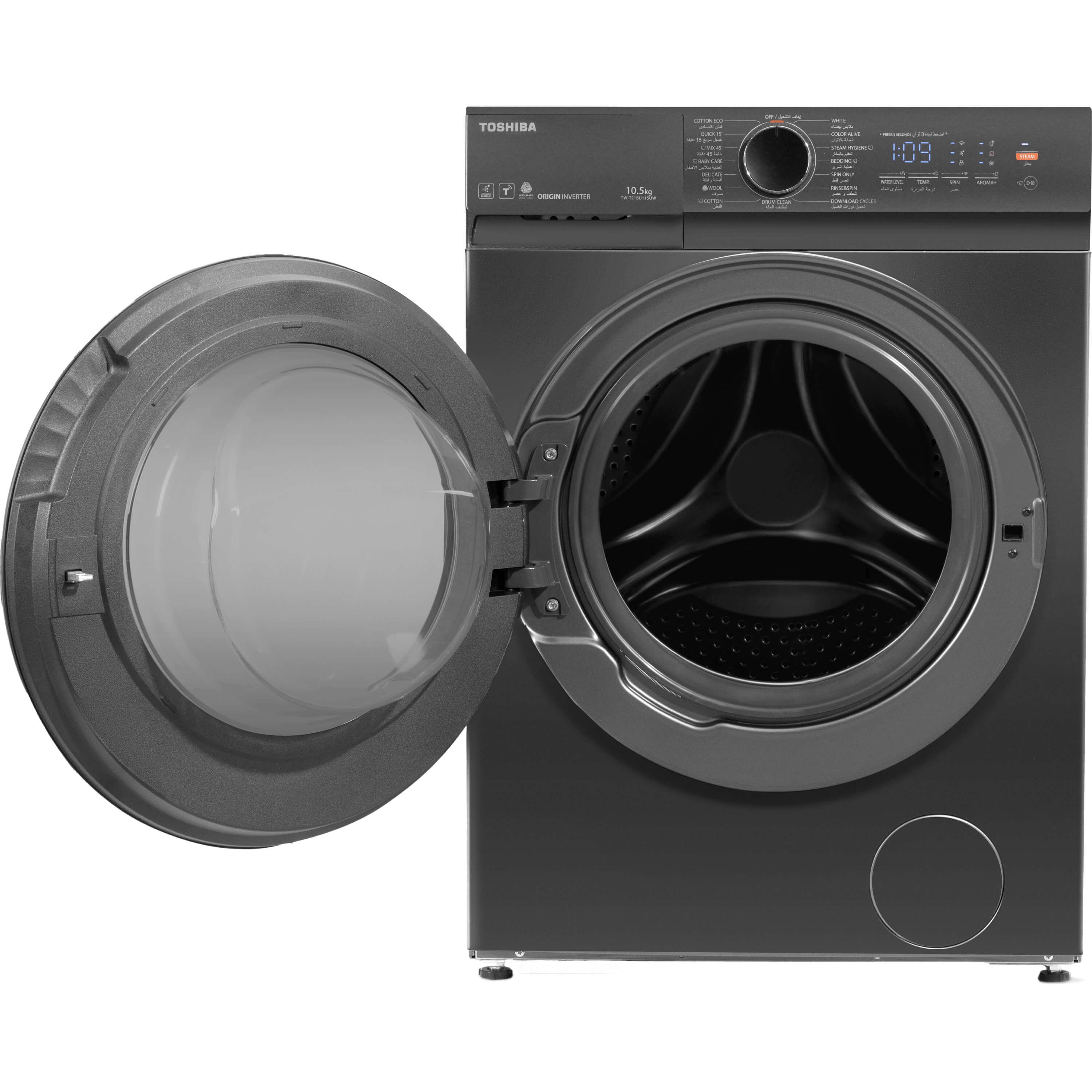 Toshiba T21 Inverter Front Load Washing Machine , 10.5 kg , Morandy Grey - TW-T21BU115UWEG(MG)