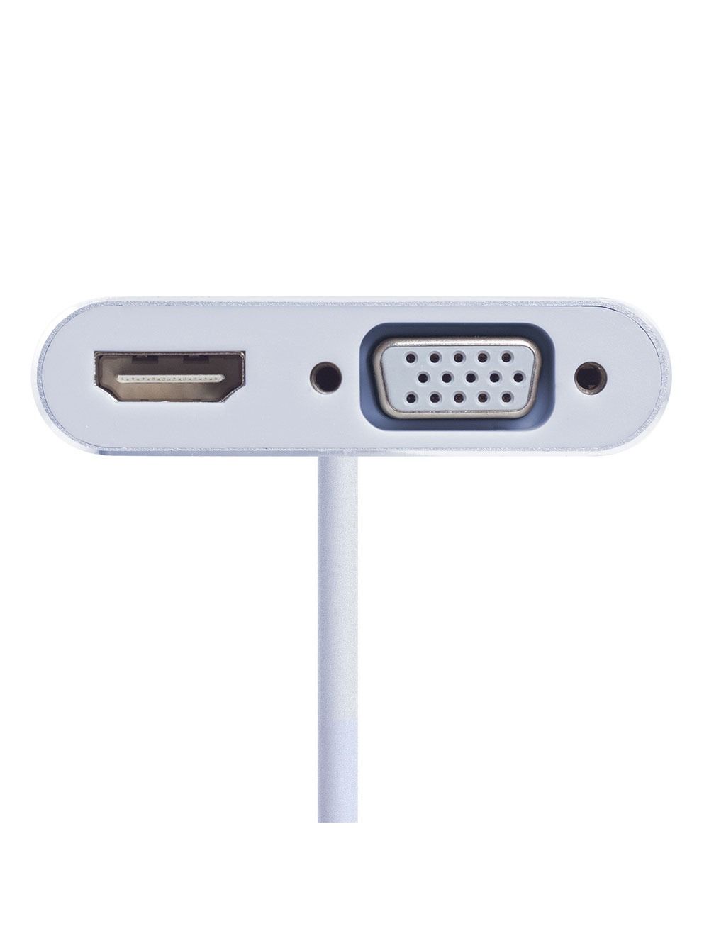 محول USB-C الى VGA و HDMI تو بي ،فضي - CV143