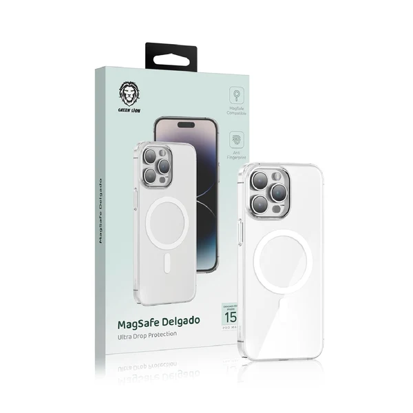 Green Lion MagSafe Delgado Back Cover foriPhone 15 Pro Max ,Silver - GNMGDPC15PMCL