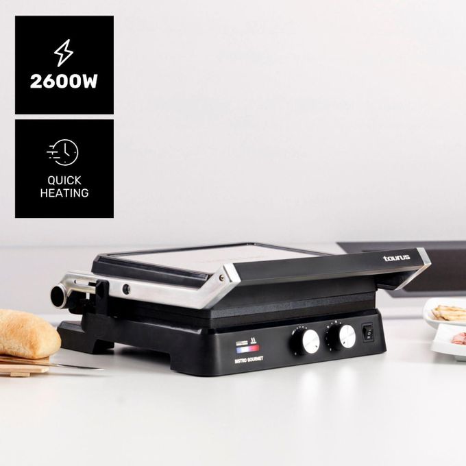 Taurus Bistro Gourmet Electric Grill , 2600 Watt , Black Silver