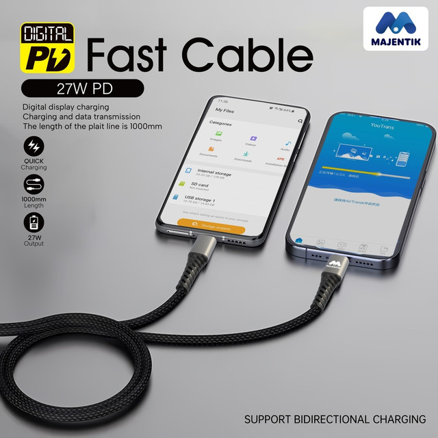 Majentik Lightning Mobile Cable 1 Meter Black - CL-001