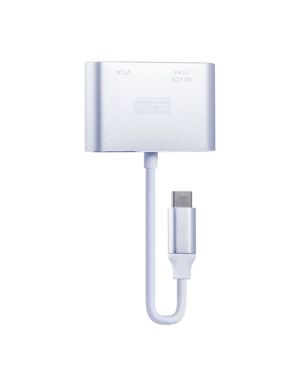 محول USB-C الى VGA و HDMI تو بي ،فضي - CV143