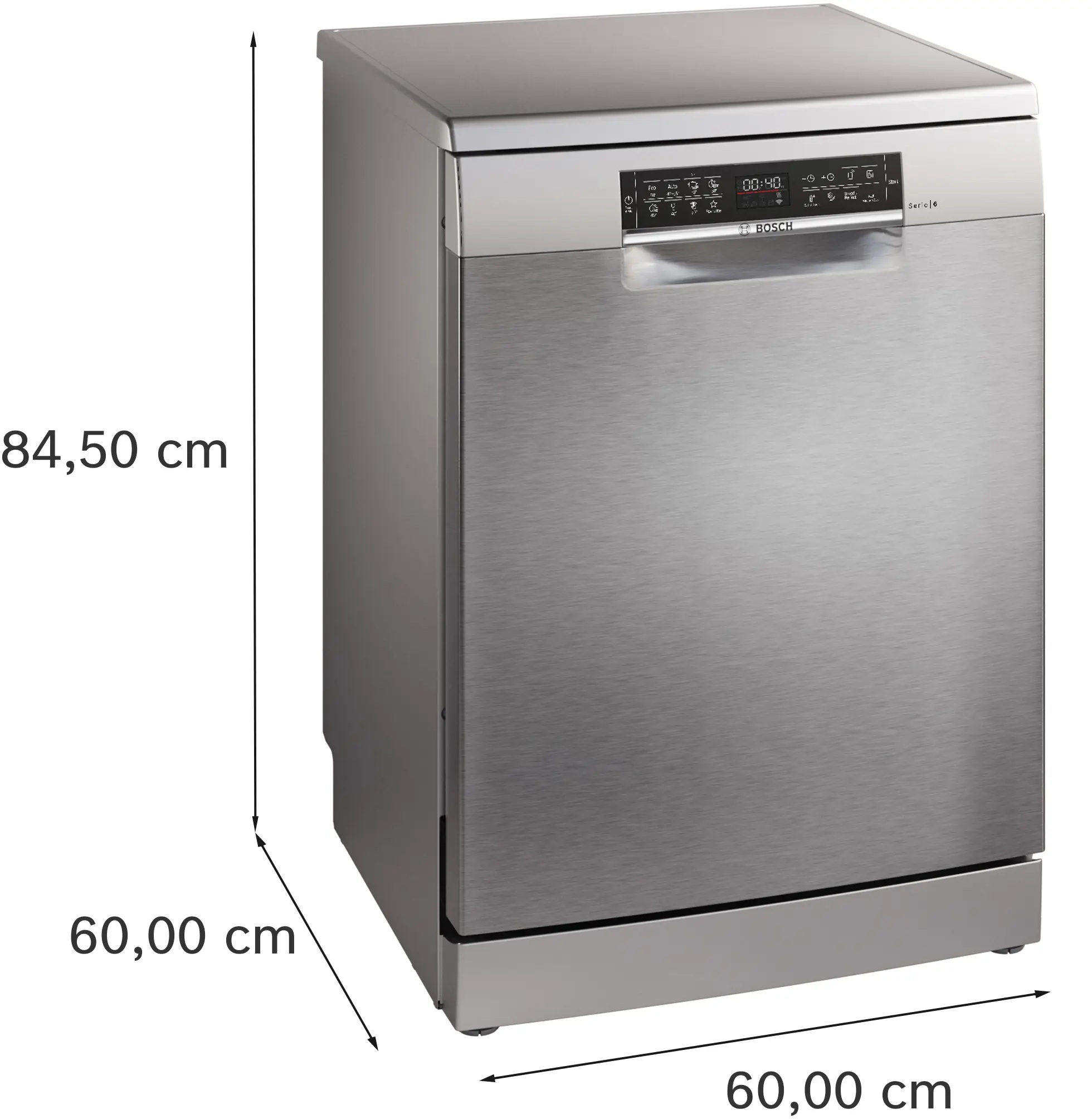 Bosch Series 6 Free Standing Dishwasher , 14 Persons Brushed Steel - Anti-fingerprint- SMS6ECI83T