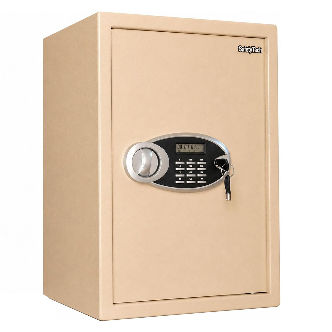 Safety Tech High Security Series Digital Electronic with Key Lock Safe Box ,50 Liter ,Beige - GN 50 EUD 3