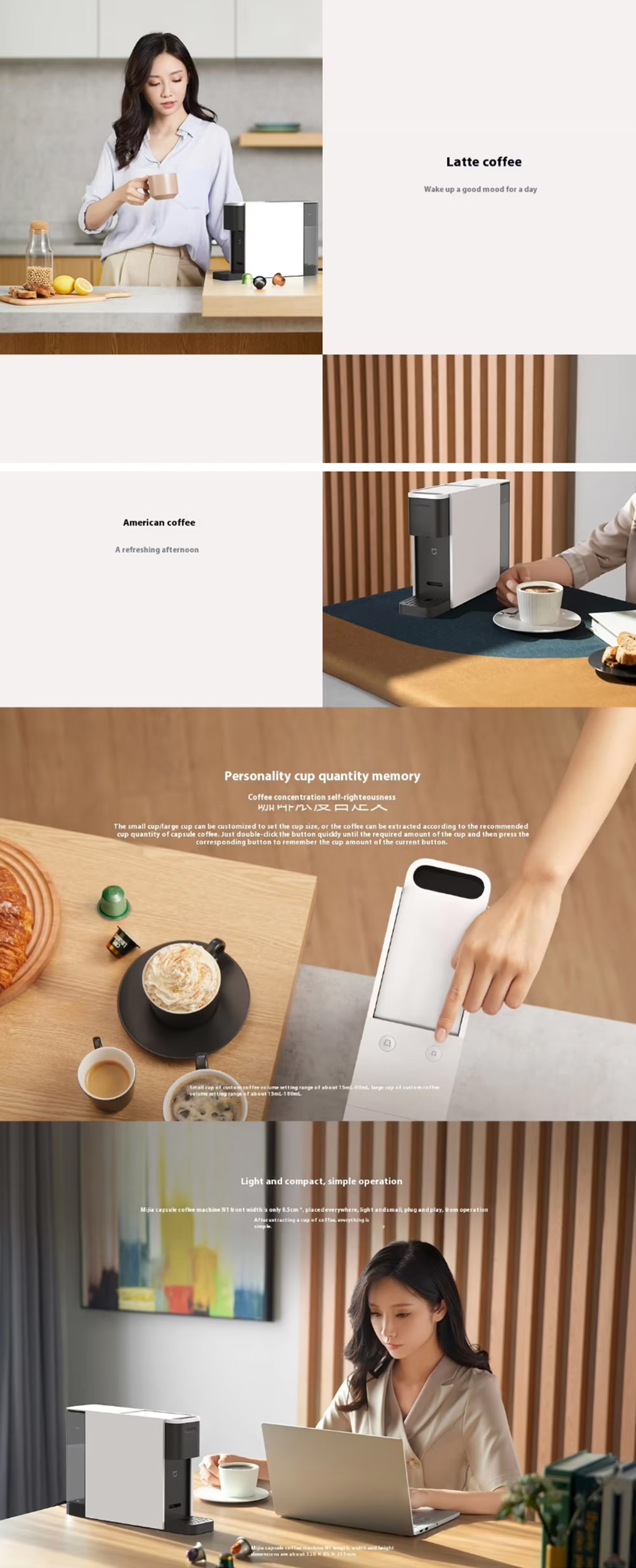 Xiaomi MIJIA Fully Automatic Espresso Machine , 600 milliliter , White Black - S1301