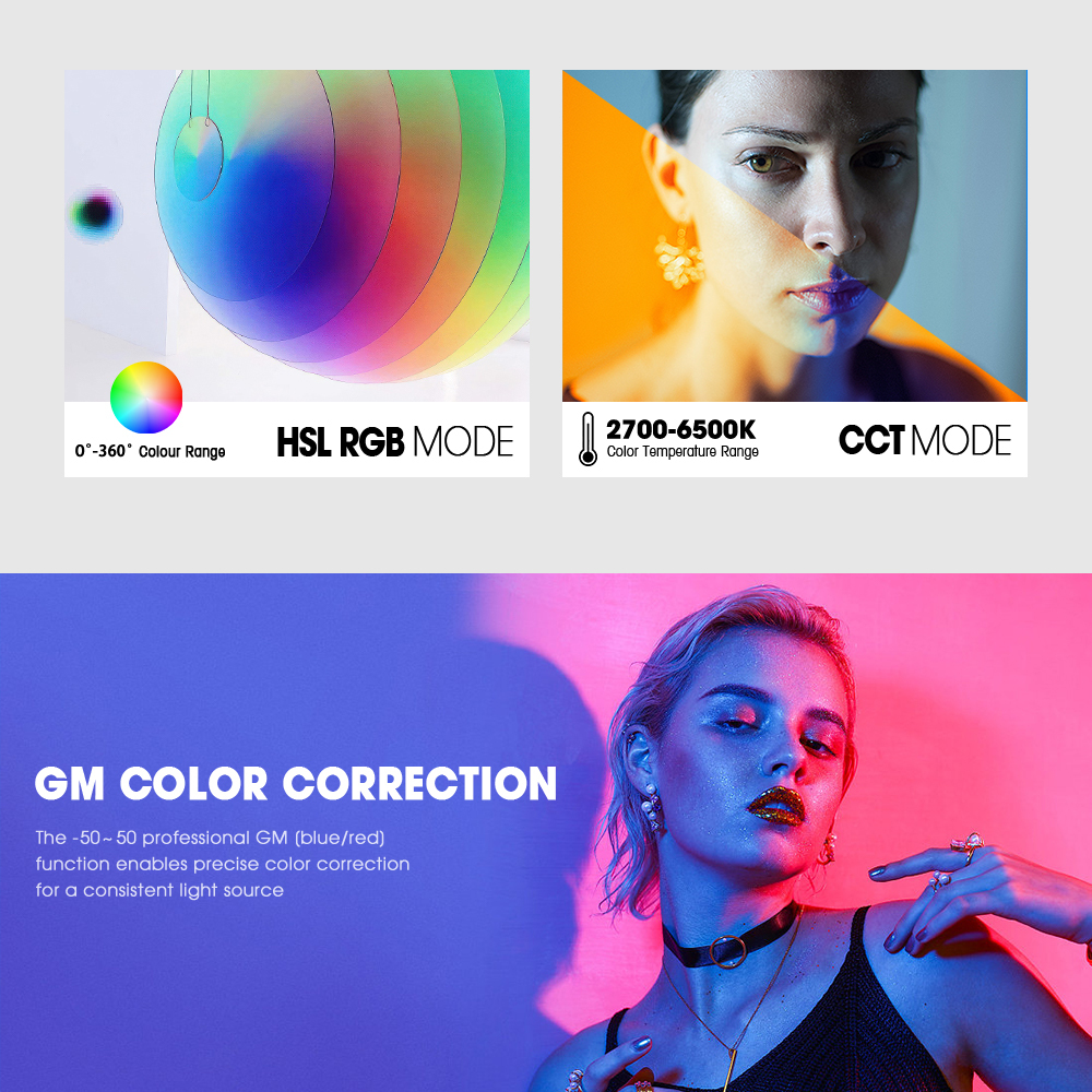 مصباح تصوير فيديو LED بتقنية COB فاجنر برو ،اسود - T100 RGB