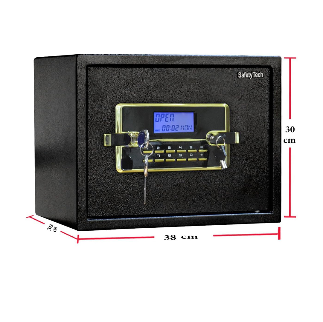 Safety Tech Digital Electronic with Keys Safe Box ,100 Liter ,Black - GN100 BLT