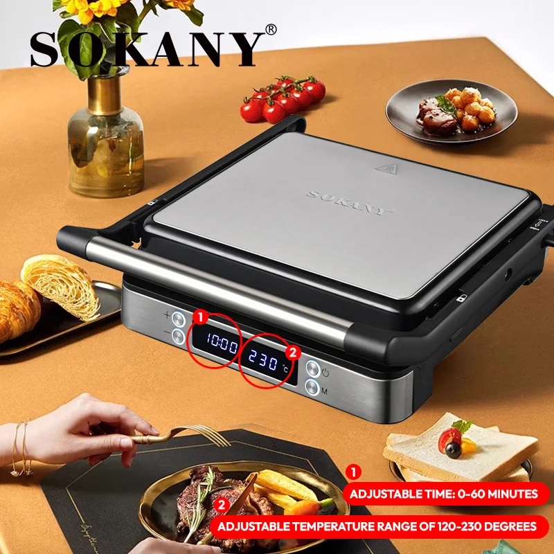 Sokany Electric Grill , 2000 Watt , Silver Black - SK-08116