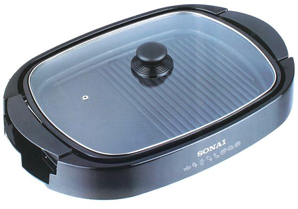 Sonai Electric Grill With Cover , 1500 Watt , Black Grey - SH-610
