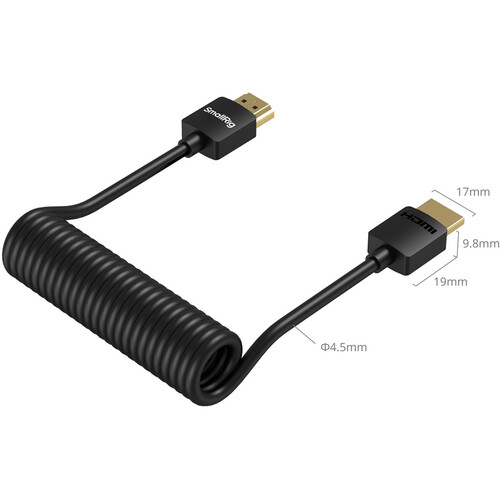 Smallrig Coiled HDMI Data Cable ,3.9 Inch ,Black - 4963