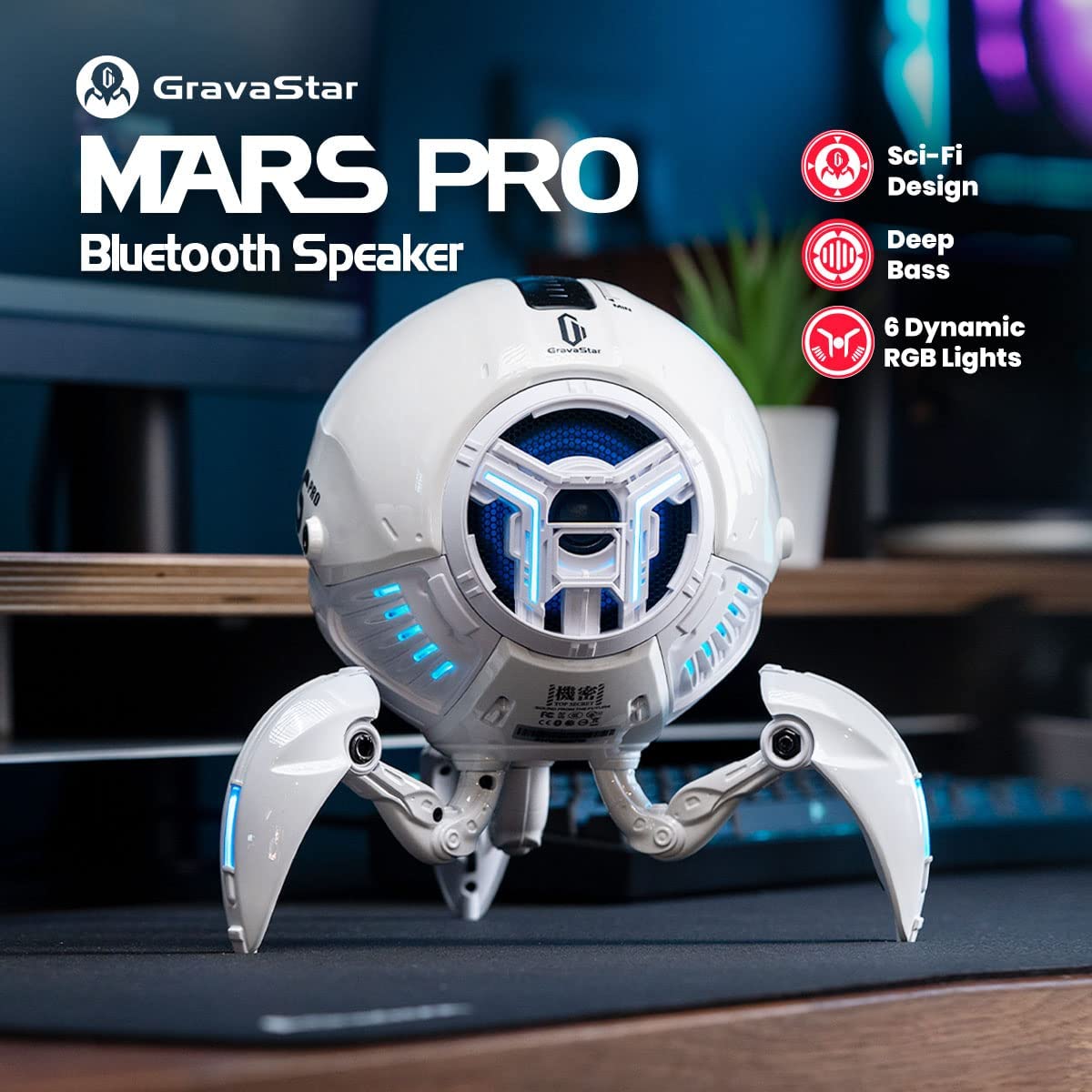 Gravastar G1 Mars Pro Portable Bluetooth Speaker , White