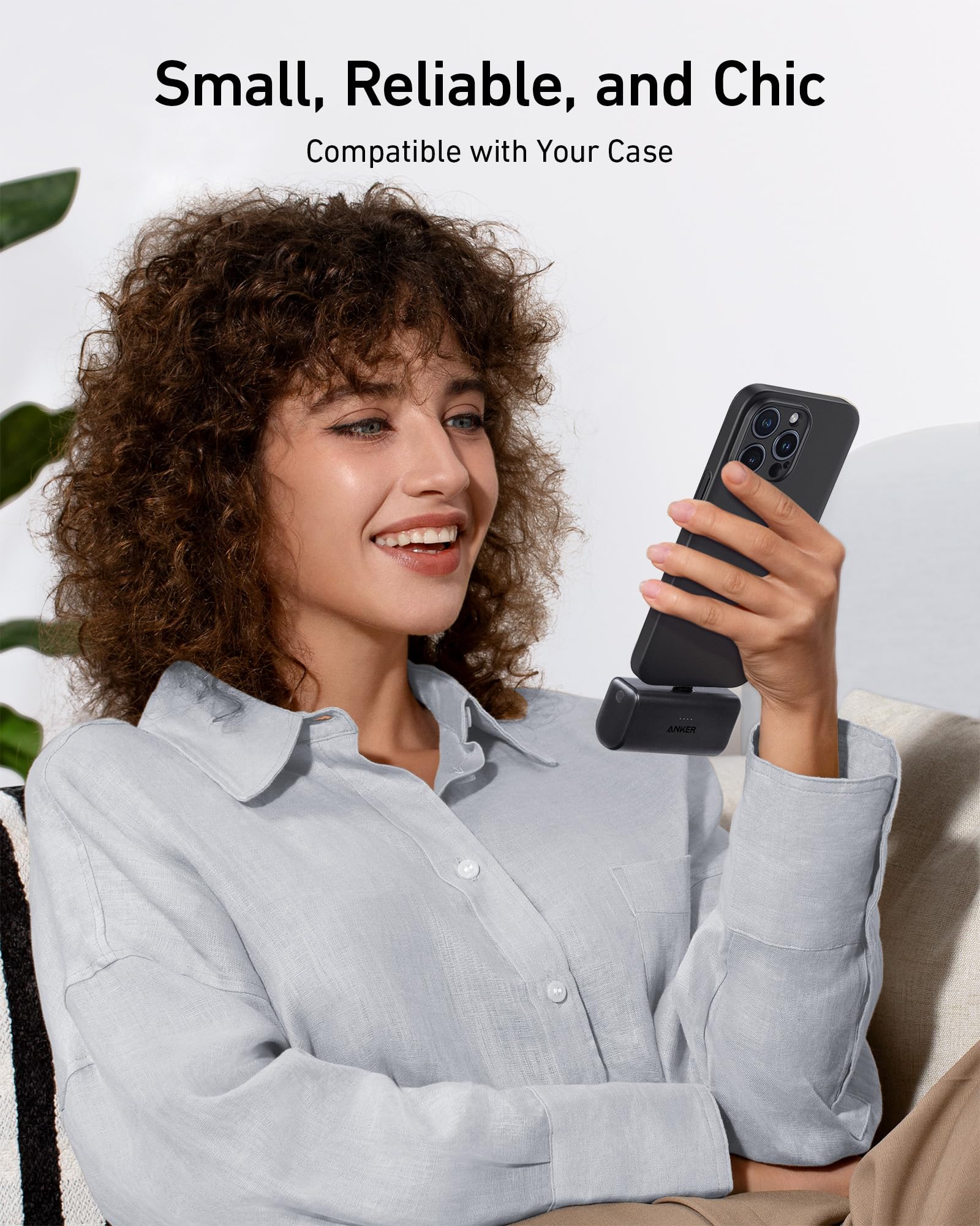 Anker Nano Power Wired Wired Power Bank , 5000 mAh 2 Ports , Black Stone