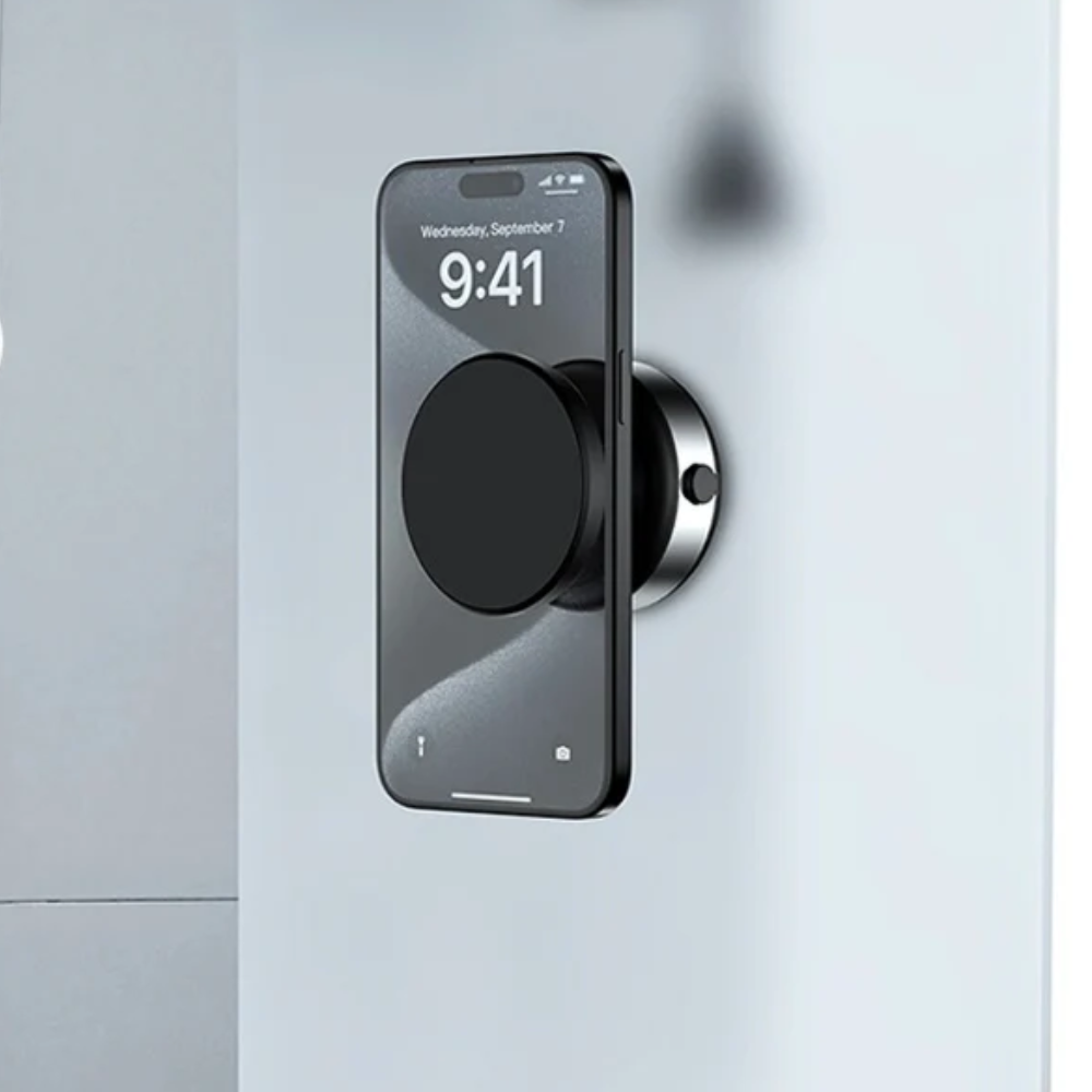 Nine Alloy Metal Vacuum Suction Phone Holder for iPhone (MagSafe) - Devices with magnetic rings , Black