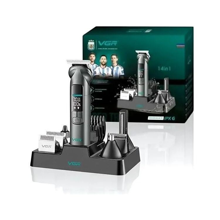 VGR Rechargeable Hair Clipper with Attachments , Black - V-096