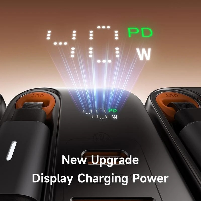Mcdodo Wall Charger with Retractable USB-C Cable , 2 Ports Dual Ports Type C and A , 40 Watt Black - CH-4281