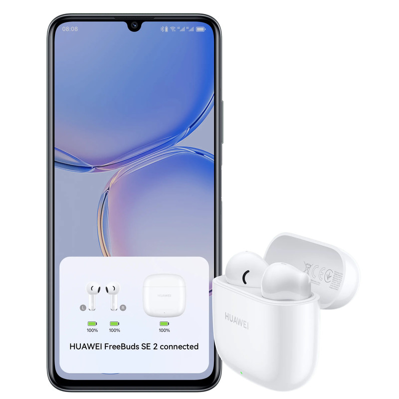 ايربودز هواوي فري بودز SE 2 ، ابيض سيراميك - T0016، مع ساعة سمارت هواوي واتش فيت 5، شاشة 1.82 بوصة - أسود