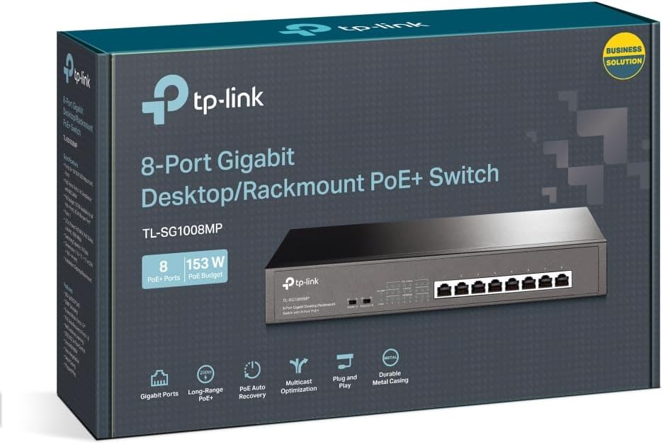 Tp-Link Gigabit Switch , 8 Ports , Black - TL-SG1008MP