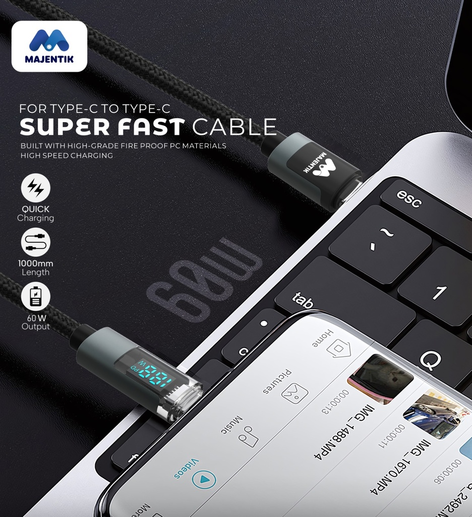 Majentik Type C Mobile Cable 1 Meter Black - CL-002