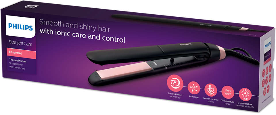 Philips ThermoProtect Hair Straightener 230 Celsius , Black - BHS378