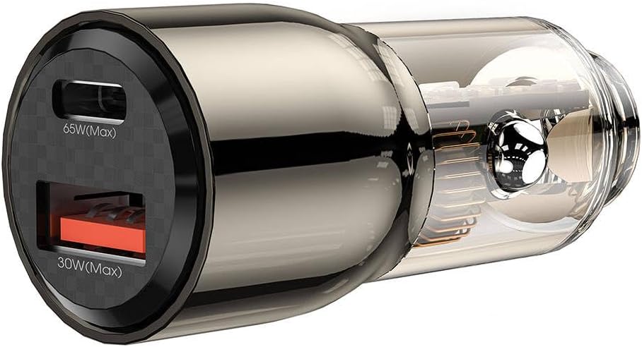 Wiwu Kirsite Geek Car Charger , 2 Ports , 95 Watt , 5 Volt , Transparent and Black - Wi-Qc012