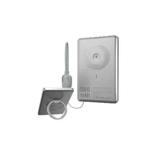 Cardoo X2 Wired and Wireless Power Bank , 5000 mAh 2 Ports , Silver , CGLPWB01